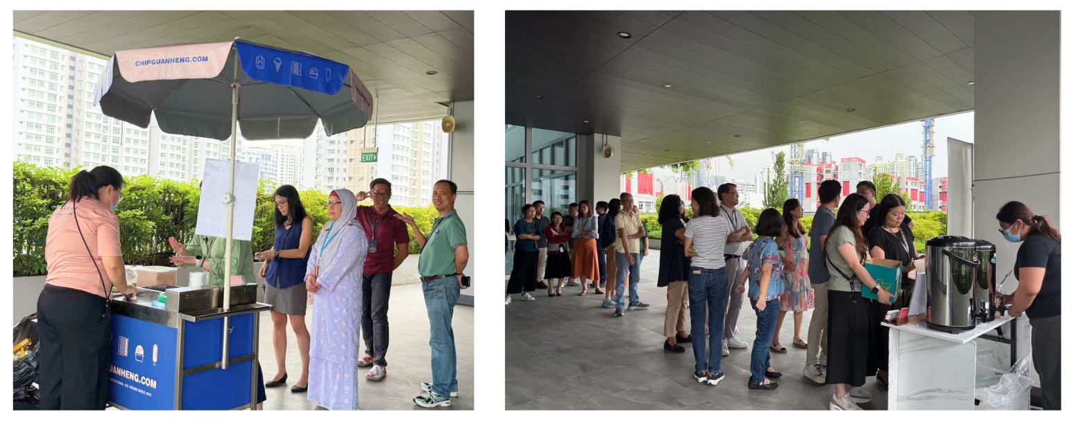 Staff queuing up eagerly for their choice of bubble tea and ice cream treats